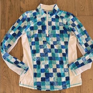 San Soleil Women’s Half Zip Blue White Medium